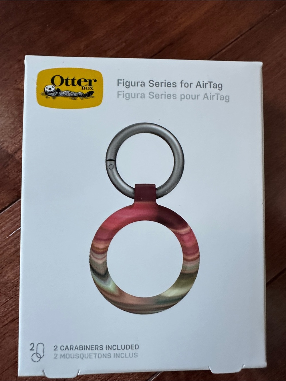 OtterBox Figura Series AirTag Ring - Pink Gradient with Green and Tan Accents